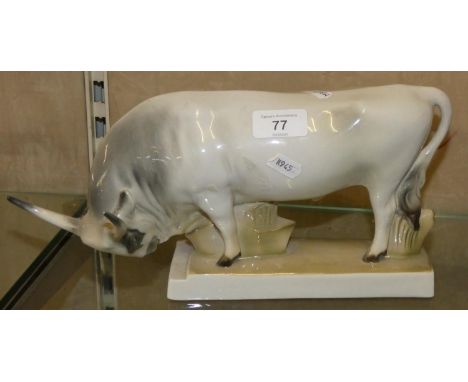 A ceramic model of a bull by Z.Solnai Pecs (Hungry), 32 cm long x 15 cm high. 