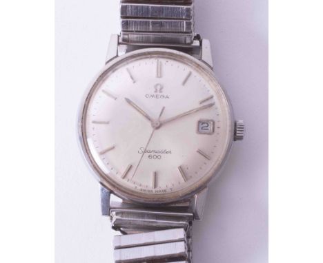 Omega, a gentleman's stainless steel Seamaster 600 with date, manual wind, on expandable Monstal bracelet with silver baton d