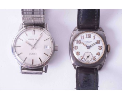 Garrard, a vintage stainless steel wristwatch, 25 jewels automatic with date and expandable bracelet, together with J.W.Benso