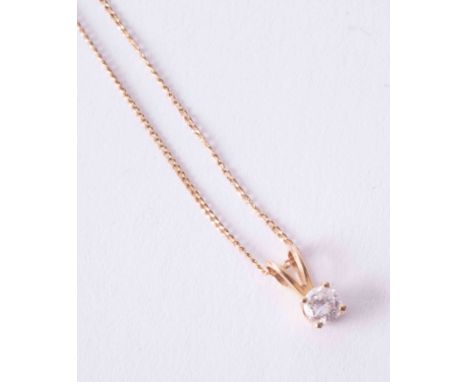 A 9ct yellow gold diamond pendant, approx. 0.20 carats, colour G-H and SI clarity with a 9ct yellow gold 18 inch fine curb ch