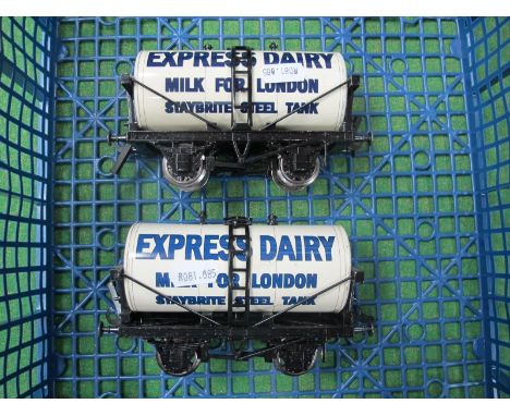 Two Ace Trains 'O' Gauge/7mm Unboxed "Express Dairy" Tank Wagons, (very good).