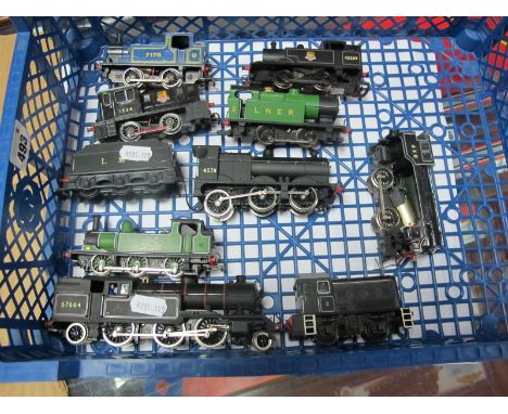 Nine 'OO' Gauge/4mm Unboxed Steam Locomotives, for spares of repair, Airfix 0-6-0 class 4F and tender, Bachmann (China) class