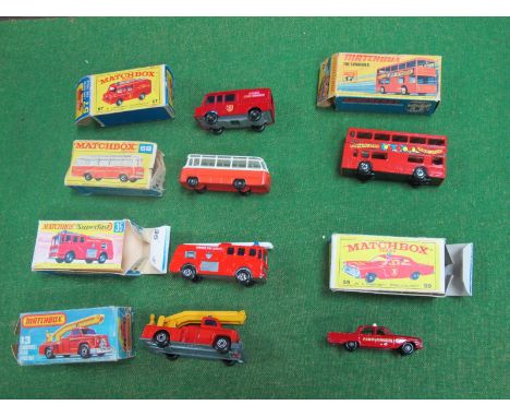 Six Boxed Matchbox Models, including Superfast inc #13 Snorkel Fire Engine, #17 the Londoner, #35 Merryweather Fire Engine (r