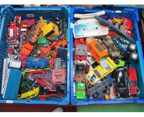 Two Trays of Mixed Diecast Vehicles, to include Matchbox Superkings K18 Articulated Horse Van, Matchbox Sea Kings, K301 Friga