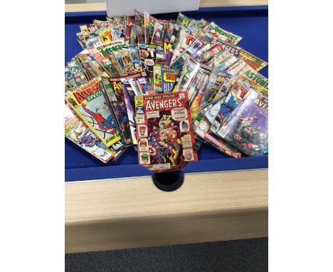 Over 200 Marvel Comics from 1960 to 1990s to include Avengers, iron Man, Fantastic Four, Hulk, Thor, Tales to Astonish, Jungl