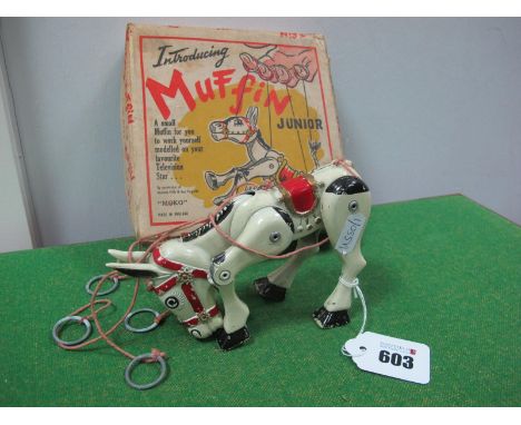 A Boxed Moko "Muffin" Junior Puppet, strings repaired, (box poor).
