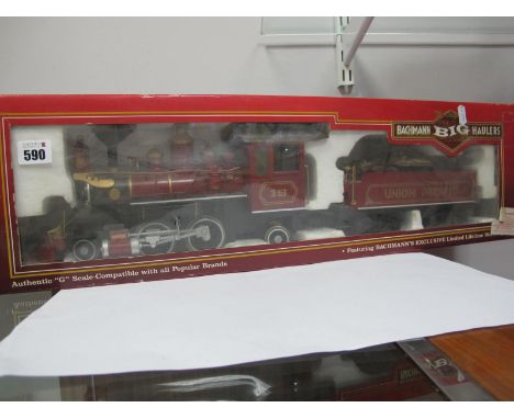 A Bachmann 'G' Gauge Ref No F1101 "Old Timer" USA Outline 2-4-2 Steam Locomotive and Eight Wheel Double Bogie Tender, Union P