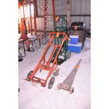 Lot - Johnson Bar, 2-Wheel Hand Cart and 2-Wheel Barrel Cart