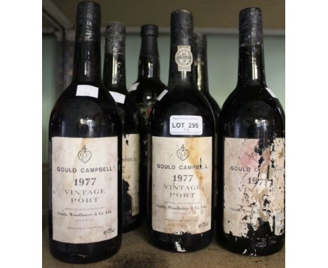 Five bottles of Gould Campbell 1977 vintage port and a 1997 Taylors