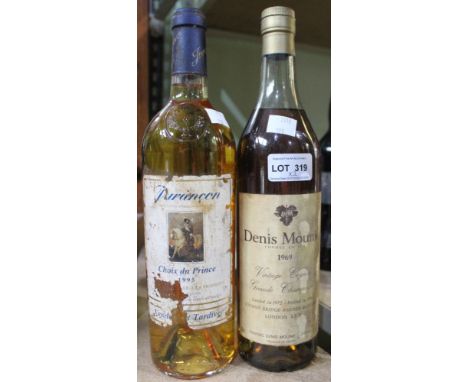 Denis Mounie vintage cognac Grande Champagne 1969 with a bottle of Jurancon Choix du Prince 1995