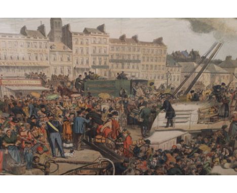 A Victorian colour lithograph, "The Tidal Boat at Boulogne" 42cm x 59cm, framed, mounted and glazed