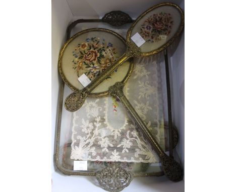 A vintage five piece dressing table set