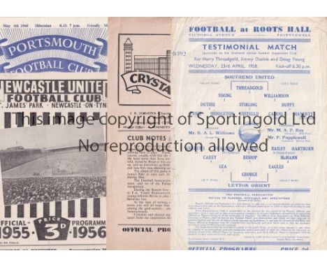 FRIENDLIES 50s   Thirteen friendly match programmes, 1950s, includes Southend v Leyton Orient 58, Crystal Palace v Croydon Pr