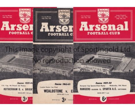 NEUTRAL MATCHES AT ARSENAL FC      Nineteen programmes including FA Amateur Cup Semi-Finals 1948/9 rust marks, 1952/3 score o