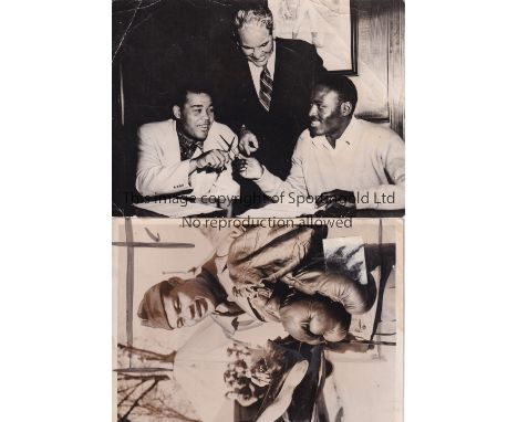 JOE LOUIS / BOXING       Five original black &amp; white Press photographs including action, training and in army uniform.   