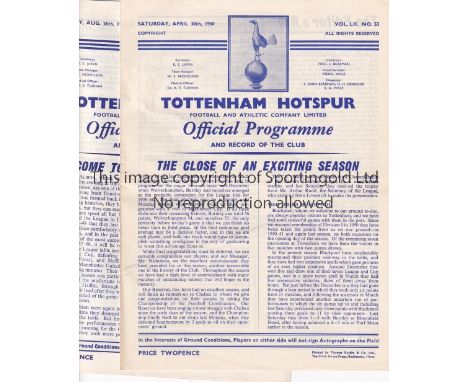 TOTTENHAM Twenty two Tottenham Hotspur home programmes from the 1959/60 season to inc 20 League matches (lacking West Ham ) p