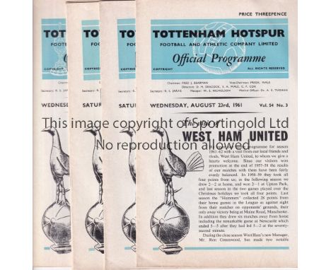 TOTTENHAM    A collection of 106 Tottenham Hotspur home programmes 1961/62 to 1976/77 mostly 1960's inc domestic and European