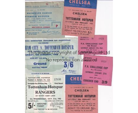 TOTTENHAM    Five Tottenham away tickets at Birmingham City , Plymouth Argyle (unused detached) and West Bromwich Albion 1961