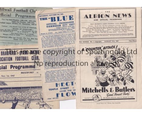 FULHAM 47-8    Thirteen Fulham away programmes, 47/8, games at West Brom (back cover damaged),  Birmingham, Bradford PA, Mill