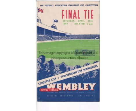 1949 CUP FINAL   Official programme, 1949 Cup Final, Leicester v Wolves, team changes.  Generally good