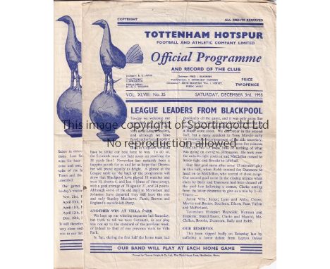 TOTTENHAM    Twelve Tottenham Hotspur home programmes from the 1955/56 and 1956/57 seasons - 2 x 1955/56 and 10 x 1956/57 to 