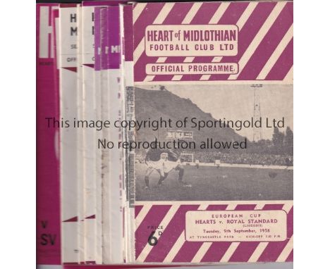 HEARTS   Collection of Hearts programmes, mostly against non-Scottish opposition, 17 home programmes, includes v Standard Lie
