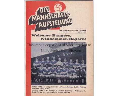 1967 CUP-WINNERS CUP FINAL   Die Mannschafts Aufstellung programme for the 1967 Cup-Winners Cup Final, Bayern Munchen v Range