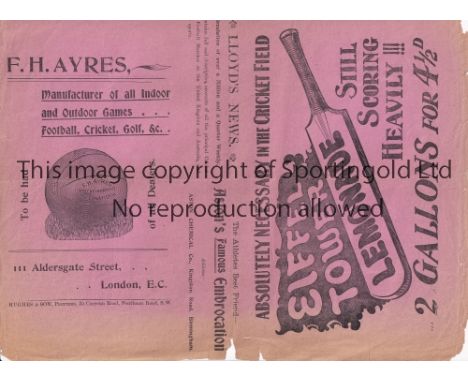 SPURS 1903   Four page leaflet London's Greeting with seven verse poem relating to the visit of the "Famous Queen's Park"  Gl