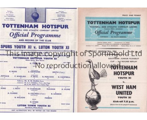 TOTTENHAM YOUTH     A collection of  Tottenham Hotspur Southern Junior Floodlit Cup programmes v Luton 1959/60, Bexleyheath 1