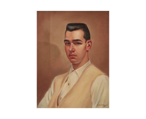 JULIUS F. FAYSASH (HUNGARIAN/AMERICAN, 1904-1977)
Portrait of a man, head and shoulders, in a white shirt and waistcoat
Oil o