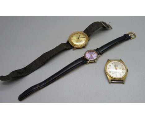 A Waldman wristwatch head, Timex and Romano wristwatches 