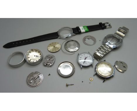 Assorted Timex wristwatch parts 