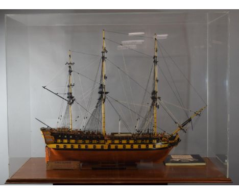 A Large Hand Built Scale Model of The Wooden Fighting Ship HMS Superb, a 74 Gun Ship Designed by Sir Thomas Slade 1760. Built