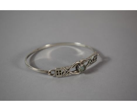 A Silver and Moonstone Bangle, 11gms 