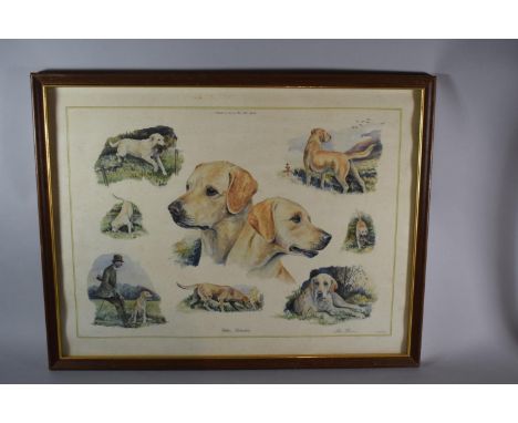 A Framed Limited Edition Print, 'Yellow Labradors', by Alan Ellison, Signed by Artist, No. 129/750, 59cms Wide 