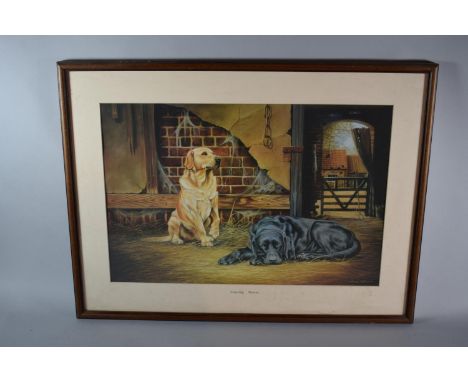 A Framed David Waller Print, 'Awaiting Master', 55.5cms Wide 