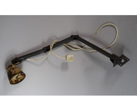A Vintage Memlite Bench Mounting Anglepoise Style Lamp, 80cms Long 