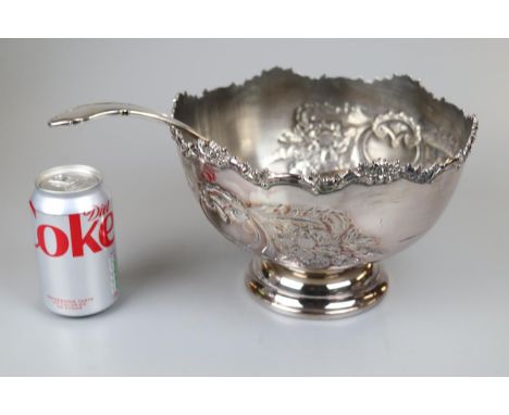 Silver plate punch bowl with ladle 