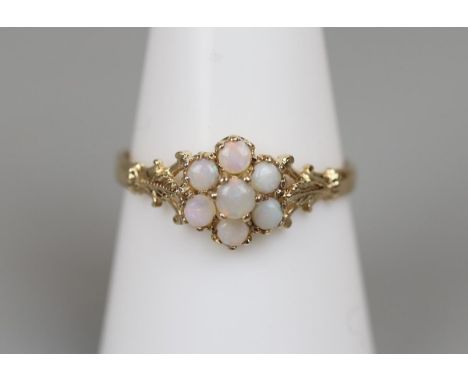 Gold Opal cluster ring - Approx. size P½ 