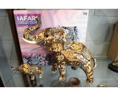 Ceramic mother and child Elephant by Collage - Approx. height of tallest 37cm 