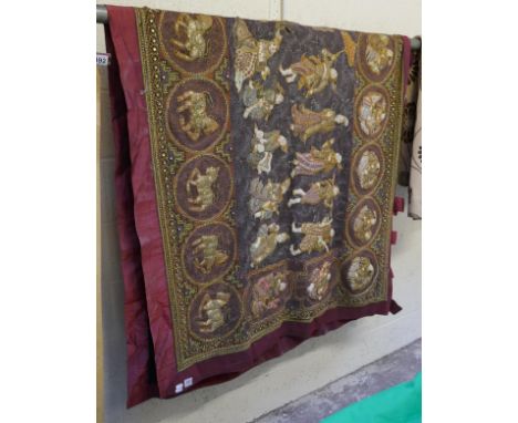 Embroidered tapestry - 263cm x 142cm 