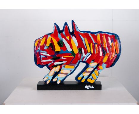 Ceramic sculpture after the work of Karel Appel ** Clown Cat **, No. 75/499. - size height and width 23 x 35 x 6 cm