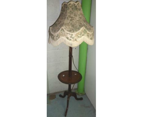 Mahogany standard lamp and occasional table with leather insert top (1)