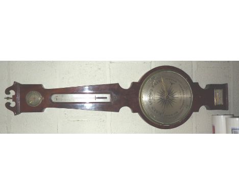 Early 19thC mahogany cased barometer with swan neck pediment by A.Martinelli 70 Union Street Boro
