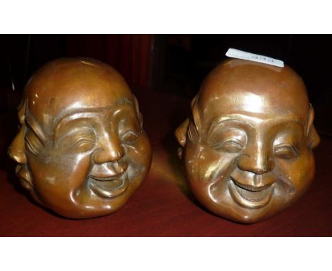 Pair of bronze 4 based Buddhas