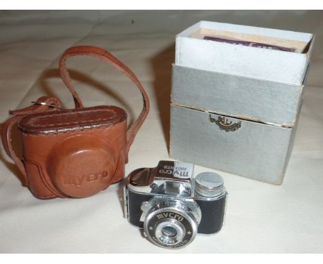 Mycro miniature camera Sanwa Co Ltd in leather cased and original box with instructions