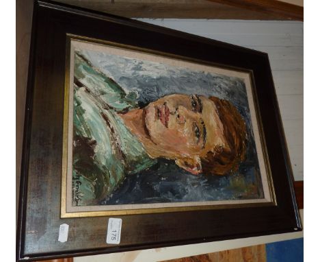 Framed oil portrait