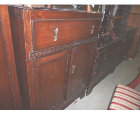Oak 3 piece bedroom suite comprising of single door wardrobe, tallboy and dressing chest
