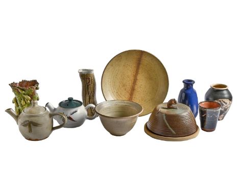 Miscellaneous ceramics, including stoneware cheese dish and cover, studio pottery and a Denby teapot, etc  