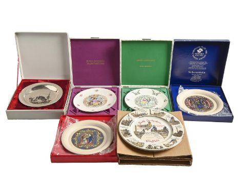 Miscellaneous ceramics and glass, including Royal Doulton, Spode and other picture plates, some boxed  